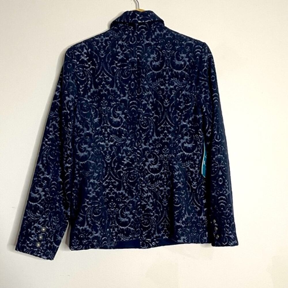 CAbi Jacquard Wool Blend Blazer Jacket Midnight Blue Size 12 - Picture 6 of 9